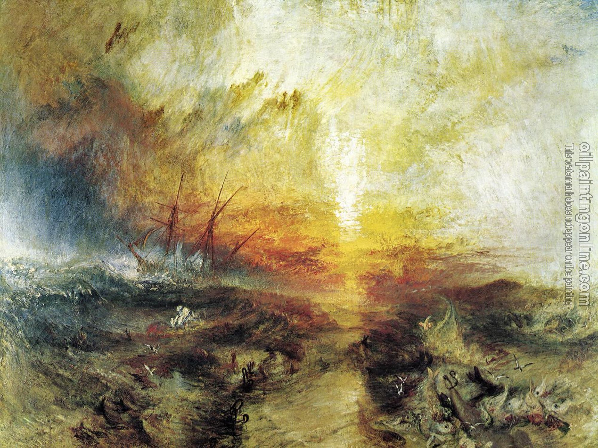 Turner, Joseph Mallord William - Slavers Throwing Overboard the Dead and Dying,Typhoon Coming On